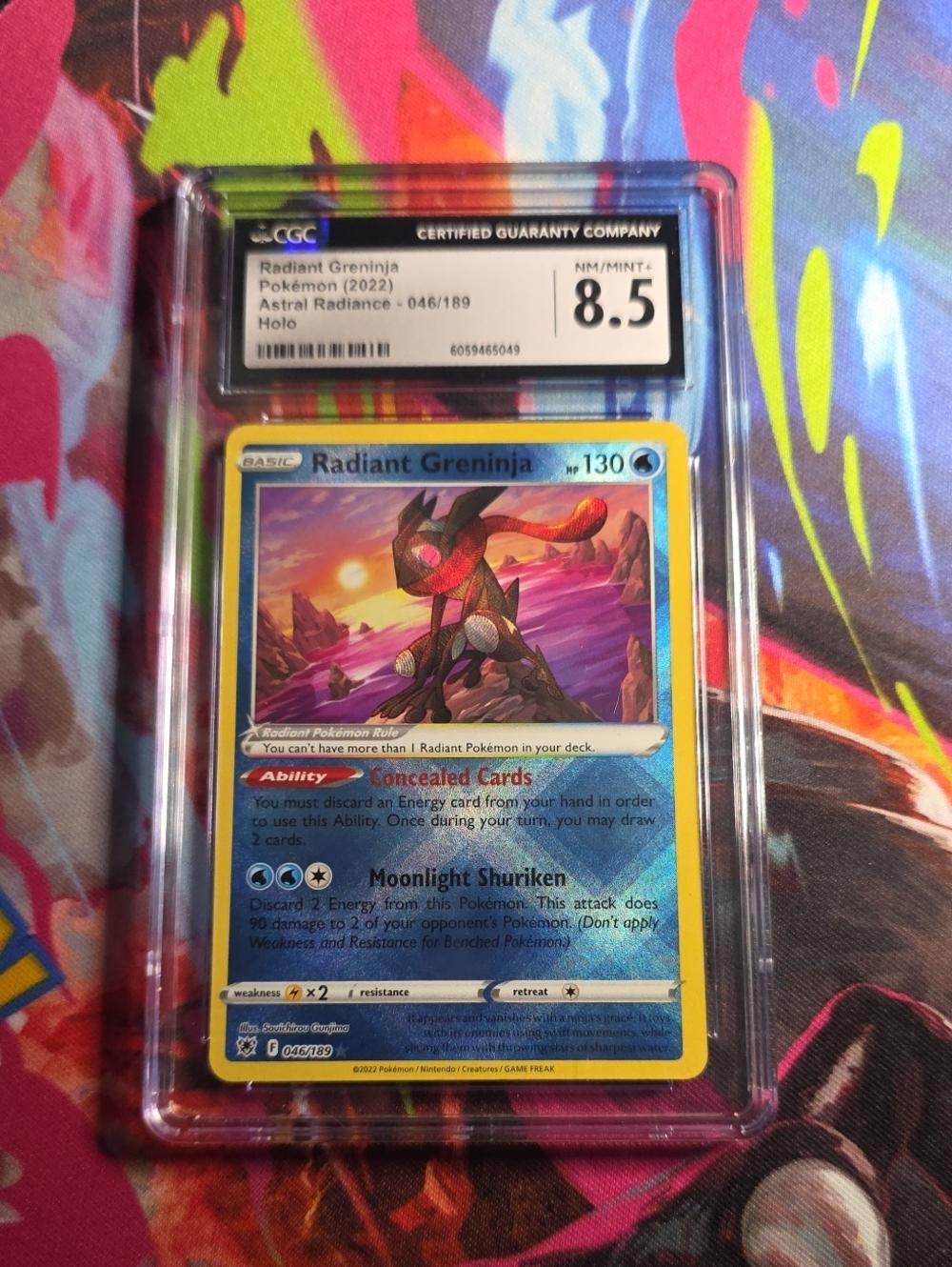 Pokemon Radiant Greninja Holographic Card - Blue, Yellow